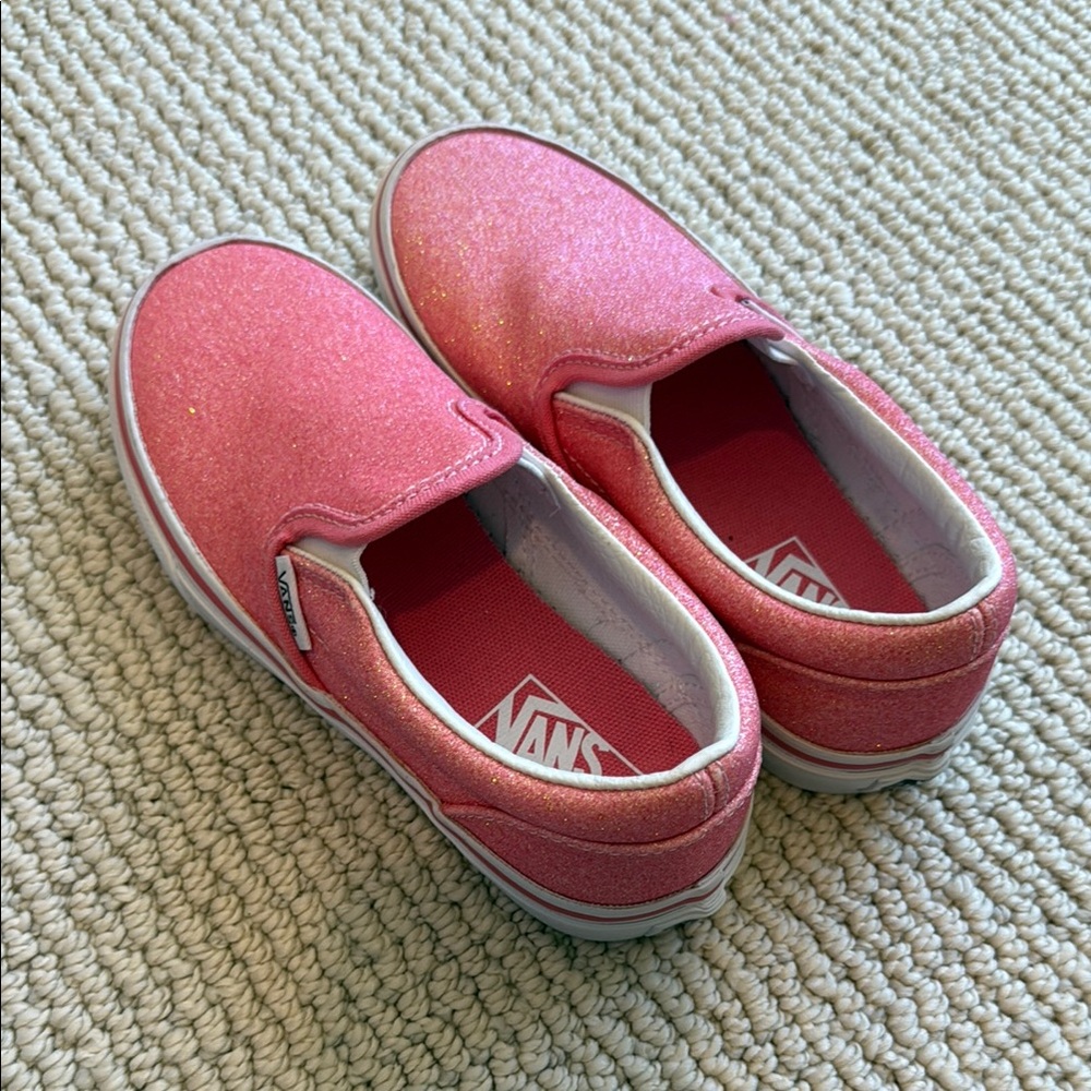 Vans Pink Slip-On Sneakers with Canvas Upper. Never worn.